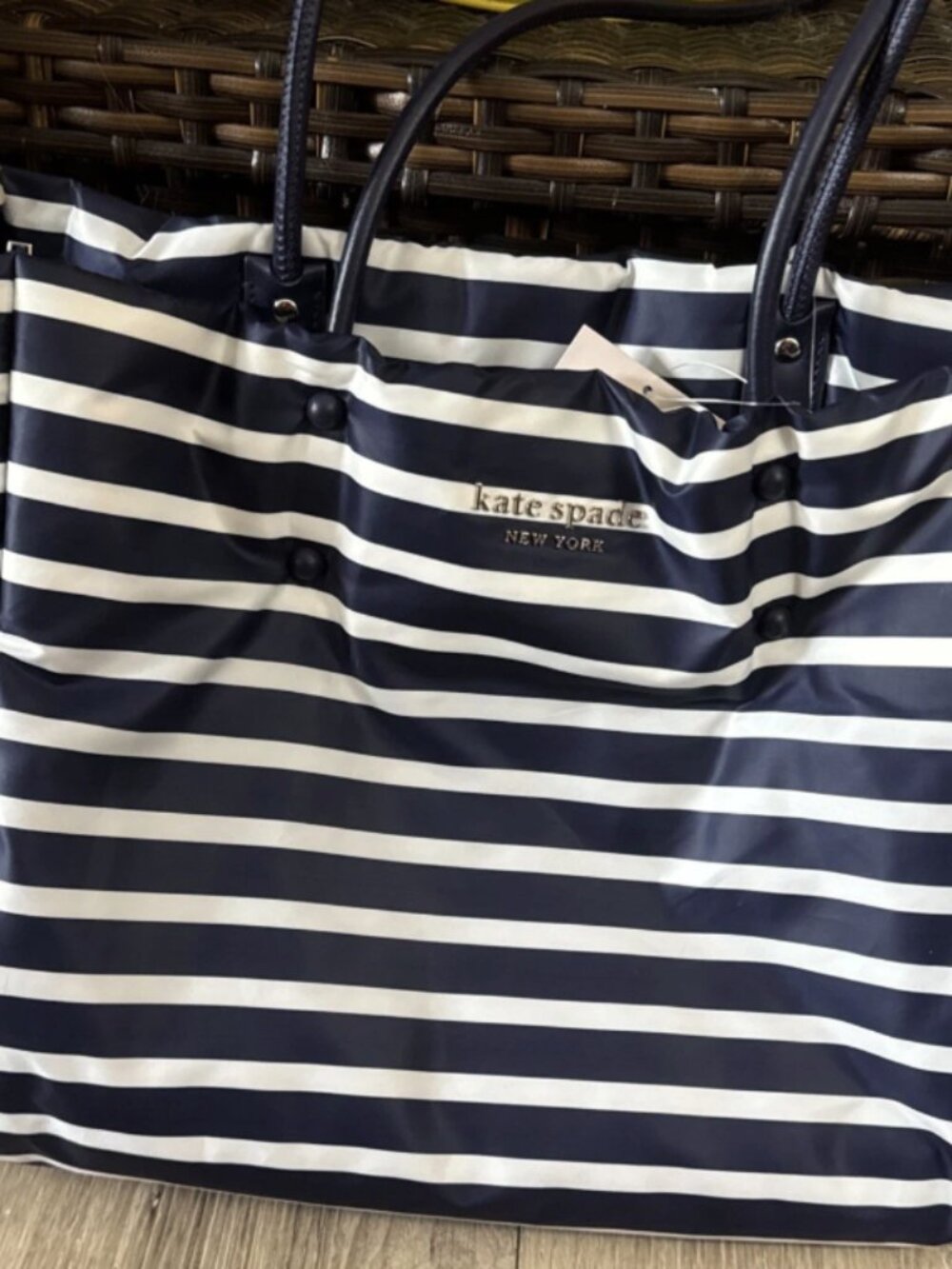 Kate Spade EVERYTHING PUFFY STRIPE Large Tote in Navy Stripe